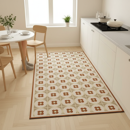 Tapis Cuisine rétro floral antidérapant coloré