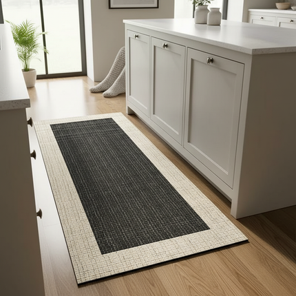 Tapis Cuisine noir beige antidérapant