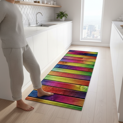 Wood Grain Kitchen Rug Bedroom Entrance Doormat Anti-Slip Living Room Floor Decor Carpet Home Bath Hallway Foot Mat Custom Made