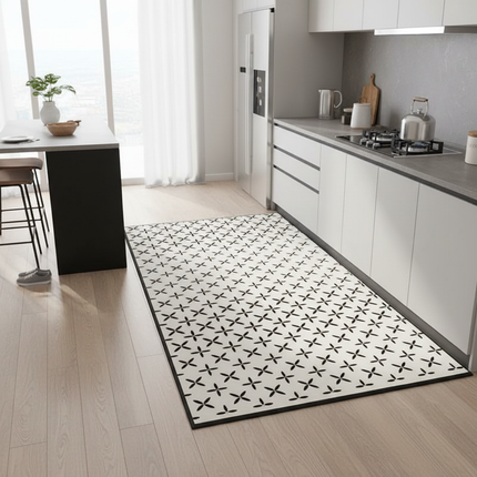 Tapis Cuisine noir et blanc moderne