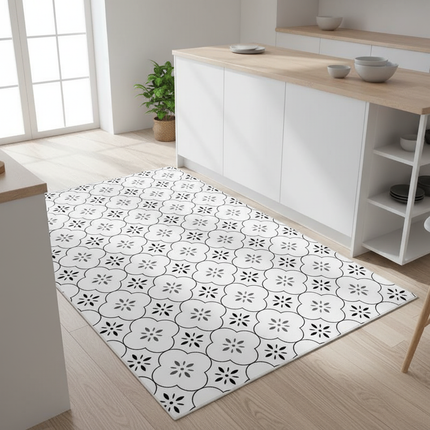 Tapis Cuisine carreaux noir et blanc moderne
