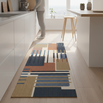 Tapis Cuisine géométrique moderne antidérapant épuré design