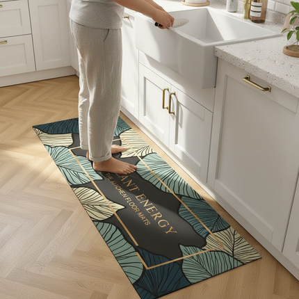 Tapis Cuisine design feuilles tropicales antidérapant