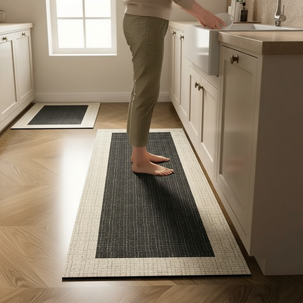 Tapis Cuisine noir beige antidérapant