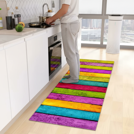 Tapis Cuisine multicolore motif planches antidérapant