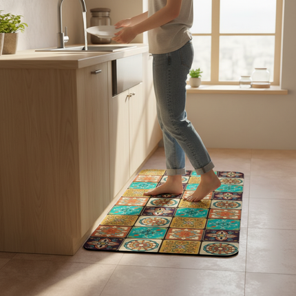 Tapis Cuisine multicolore mosaïque antidérapant