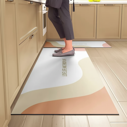 Tapis Cuisine motif vagues pastel antidérapant