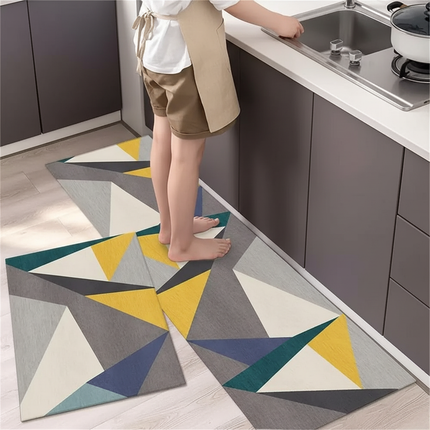 Tapis Cuisine géométrique antidérapant sobre