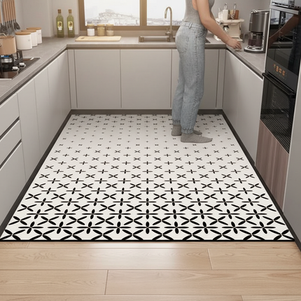 Tapis Cuisine noir et blanc moderne
