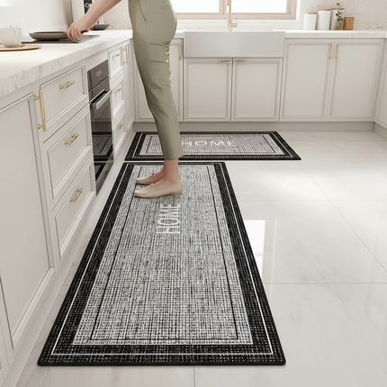 Tapis Cuisine long noir et blanc antidérapant