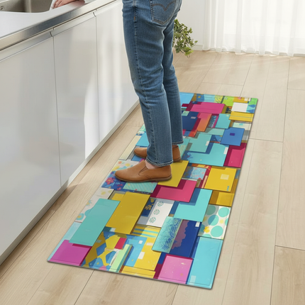 Tapis Cuisine multi-couleur géométrique antidérapant