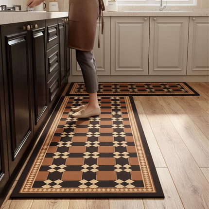 Tapis Cuisine géométrique rétro antidérapant vintage