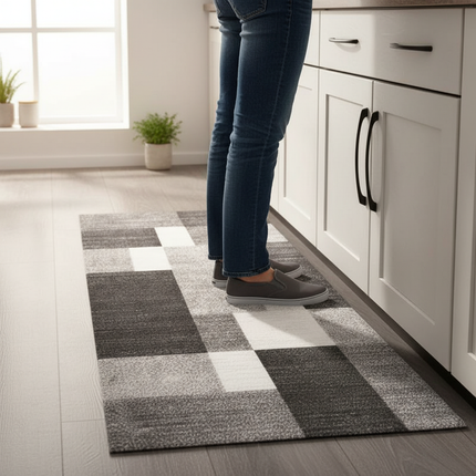 Tapis Cuisine géométrique moderne antidérapant contemporain stylé