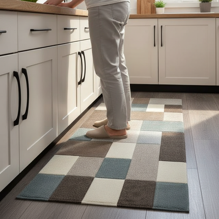 VIKAMA Simple Geometric Kitchen Floor Mats Living Room Floor Carpet Entrance Door Mat Hallway Door Non-Slip Foot Mats Home Decor - gallery 1