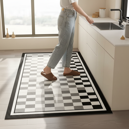Tapis Cuisine damier noir blanc antidérapant