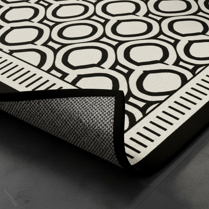 Tapis Cuisine Noir Blanc Motif Géométrique Antidérapant