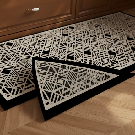 PVC Kitchen Waterproof Carpet Black Carpets Leather Non-slip Rug Oil-proof Long Foot Mats American Retro Home Decoration Rugs - gallery 2