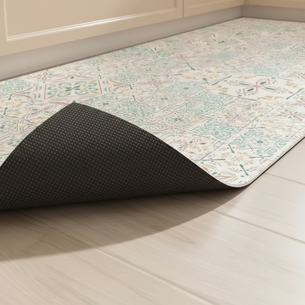 Tapis Cuisine motifs carreaux de ciment antidérapant