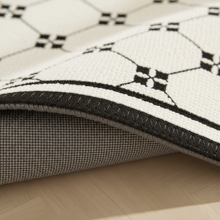Tapis Cuisine moderne blanc noir géométrique