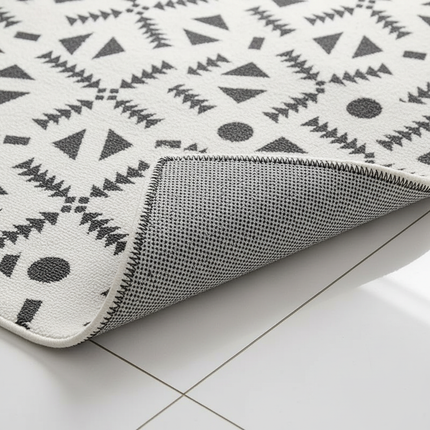 Tapis Cuisine géométrique noir et blanc antidérapant