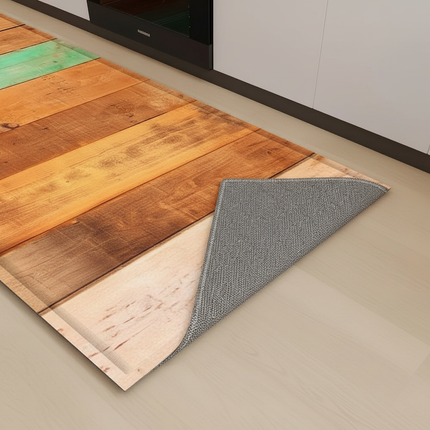 Wood Plank Stripe Color Pattern Home Kitchen Floor Mat Door Front Decoration Floor Mat - gallery 2