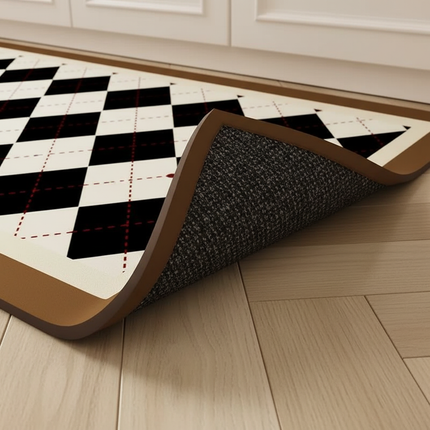 Tapis Cuisine noir blanc losanges antidérapant