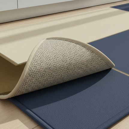 Tapis Cuisine géométrique bleu marine antidérapant