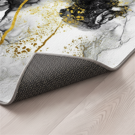 Tapis Cuisine marbre noir et or antidérapant