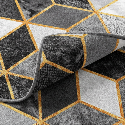 Tapis Cuisine géométrique noir or moderne