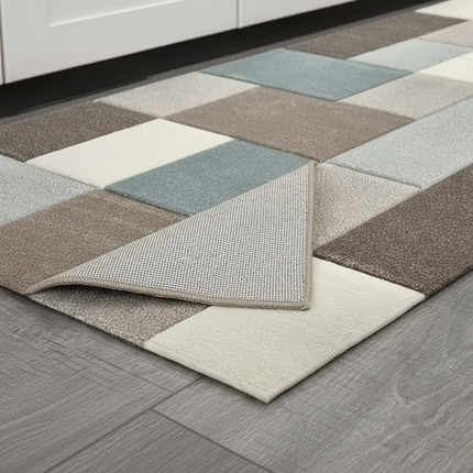 Tapis Cuisine géométrique bleu-gris antidérapant