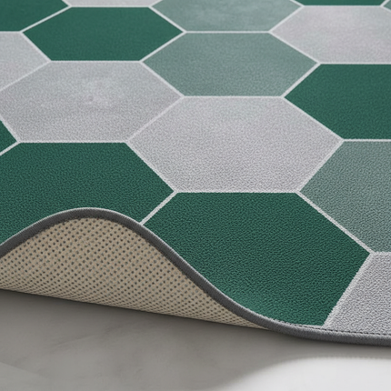 Tapis Cuisine hexagonal vert gris antidérapant