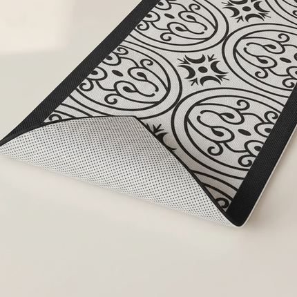 Tapis Cuisine noir et blanc motif antidérapant
