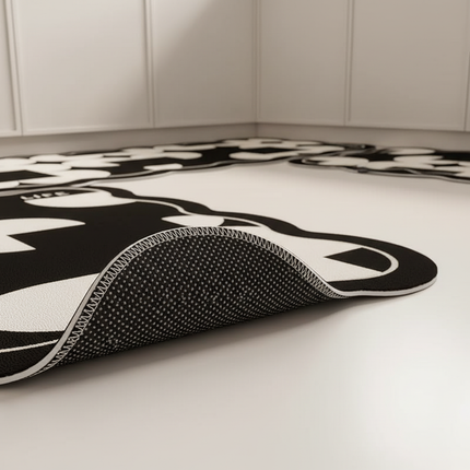 Tapis Cuisine noir et blanc moderne antidérapant