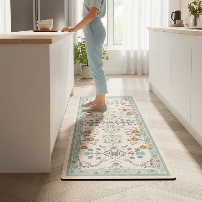 Kitchen Carpet Anti-slip Oil-proof Dirt-resistant Rug PVC Leather Waterproof Floor Mats Long Size Flower Home Decoration Mat 양탄자