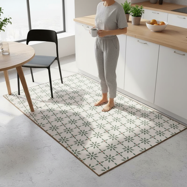 Tapis Cuisine carreaux ciment lavable