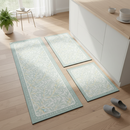 Tapis Cuisine feuillage vert antidérapant vintage