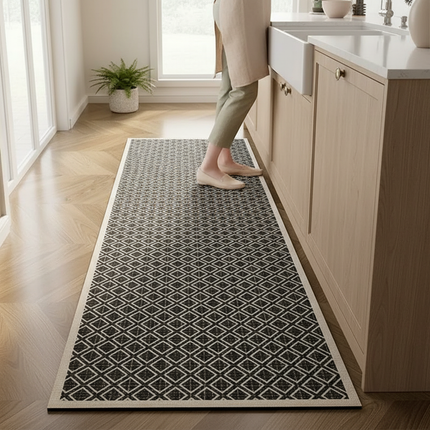 Kitchen Pvc Floor Mat Leather Waterproof Non-slip Carpet Oil-proof Foot Mats Pink Flower Pattern Home Decoration Rug Vinyl Rugs