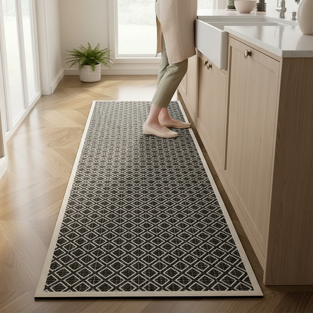 Kitchen Pvc Floor Mat Leather Waterproof Non-slip Carpet Oil-proof Foot Mats Pink Flower Pattern Home Decoration Rug Vinyl Rugs