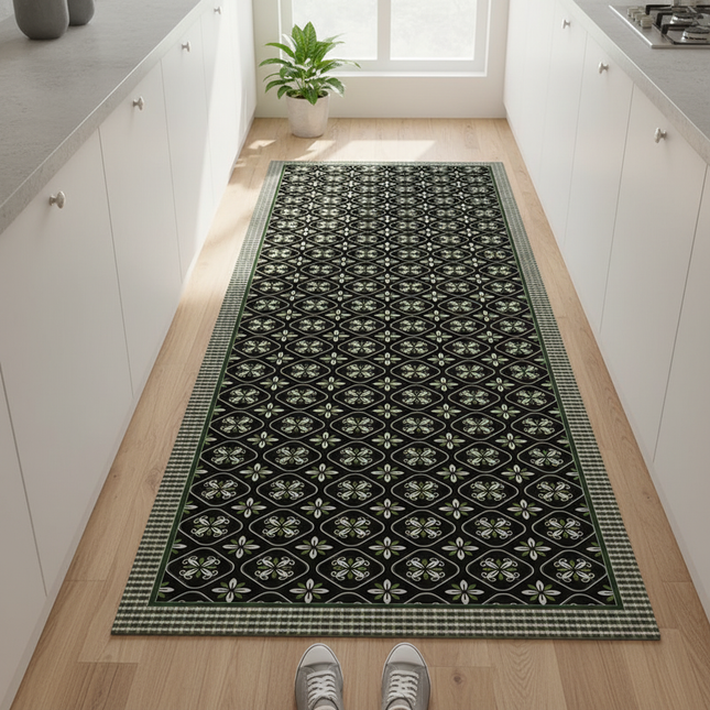 Kitchen Floor Mat Waterproof Oil-proof Foot Mats Pvc Leather Non-slip Carpet Long Rug Spring Retro Style  Home Decoration Rugs
