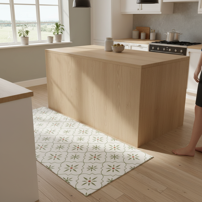 Kitchen Floor Mat Waterproof Oil-proof Foot Mats Pvc Leather Non-slip Carpet Long Rug Spring Retro Style  Home Decoration Rugs