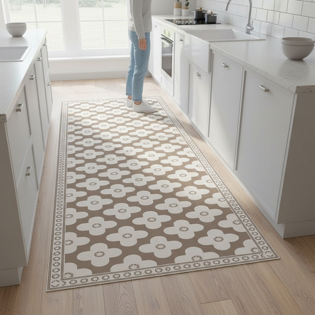 Kitchen Floor Mat Waterproof Oil-proof Foot Mats Pvc Leather Non-slip Carpet Long Rug Spring Retro Style  Home Decoration Rugs