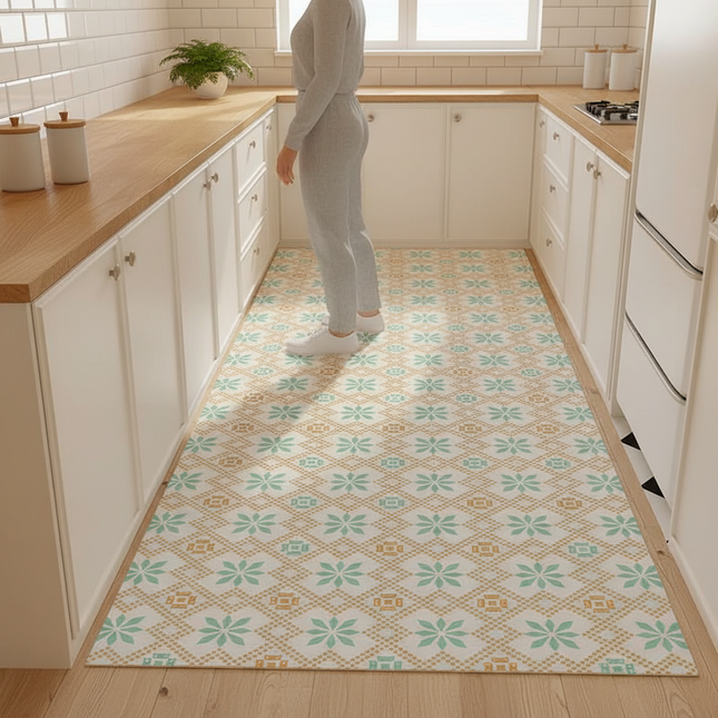 Tapis Cuisine rétro floral antidérapant