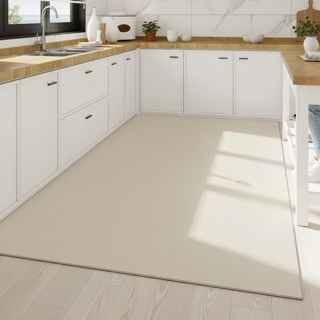 Tapis Cuisine beige uni antidérapant sobre