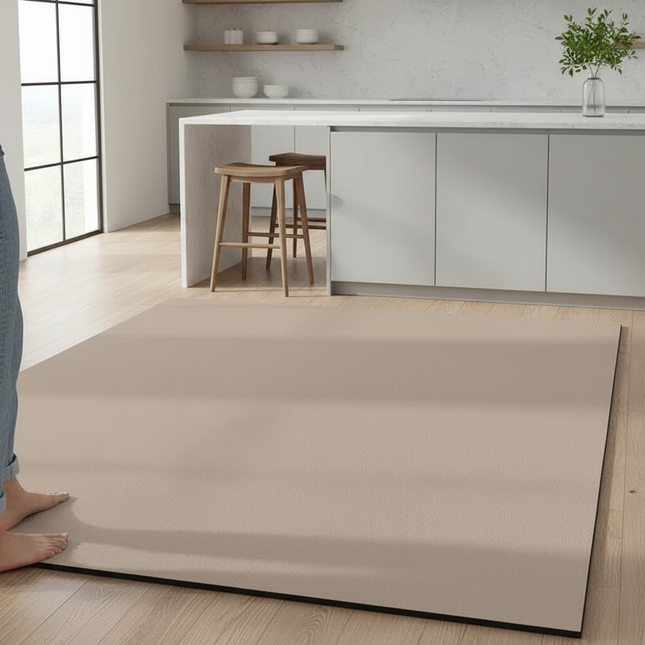 Tapis Cuisine beige uni antidérapant confortable