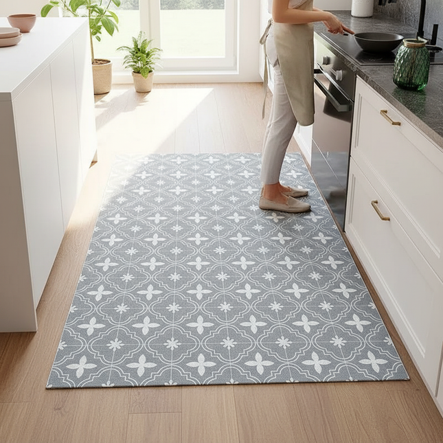 Tapis Cuisine Gris Motif Lavable