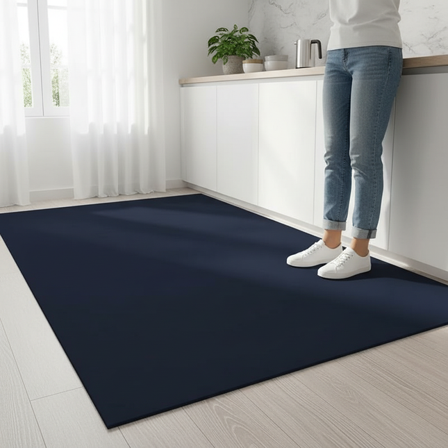 Tapis Cuisine Bleu Marine Uni Antidérapant