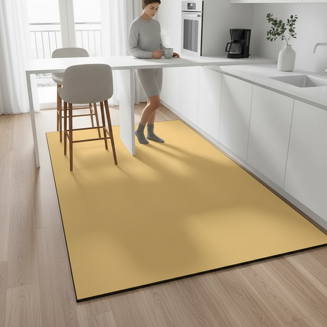 Tapis Cuisine Ocre Uni Antidérapant