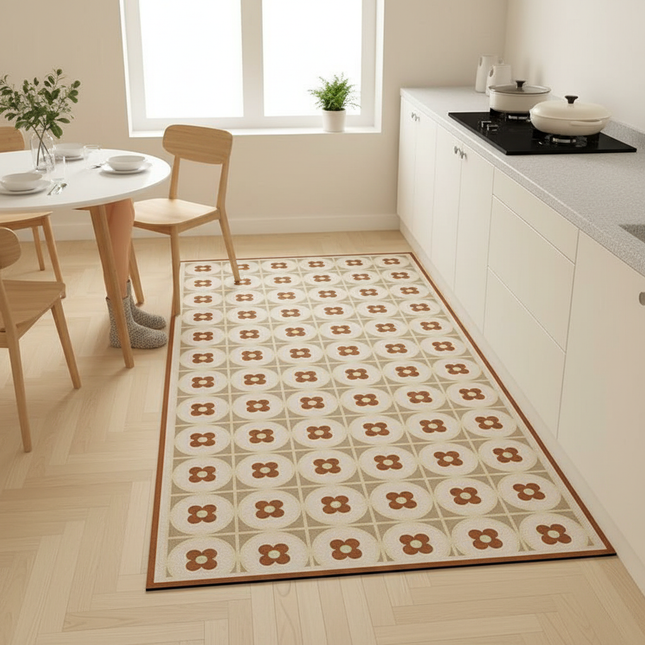 Tapis Cuisine rétro floral antidérapant coloré