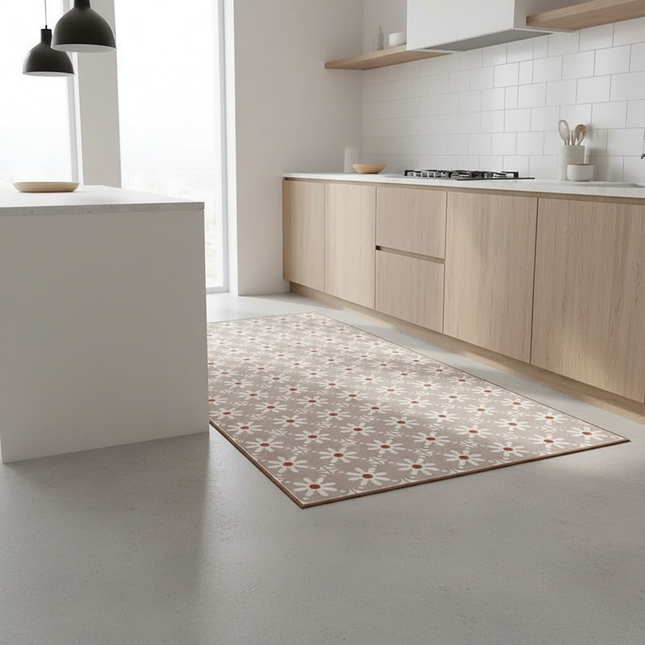 Retro Kitchen Floor Mats Floral Pattern PVC Rug Waterproof Oil-proof Carpet Easy To Clean Anti-fouling Door Mat Can Be Cut Ковер