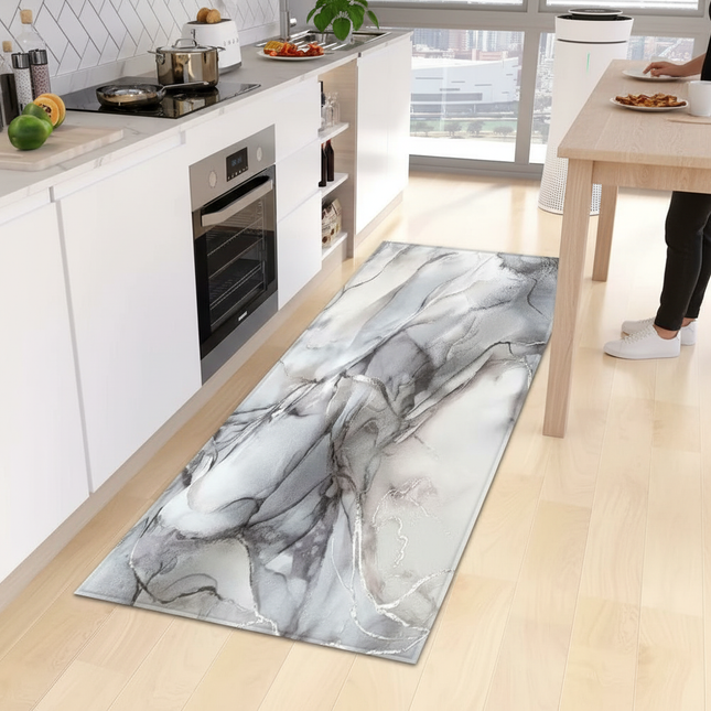 VIKAMA Marble-Patterned Kitchen Long Pvc Soft Floor Mat, Quick-Drying, Water-Absorbing And Oil-Absorbing, Home Decoration